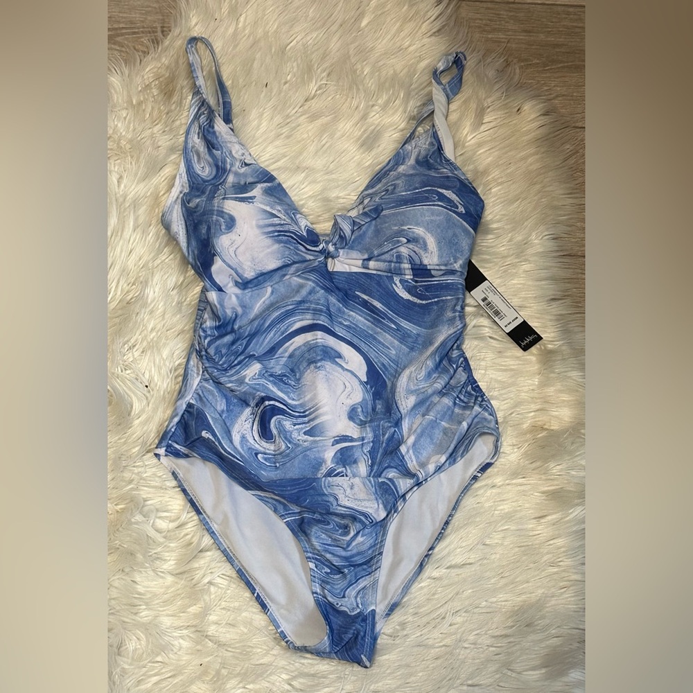 Blue one piece swimsuit
